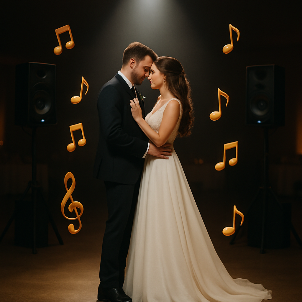 Pareja bailando su canción personalizada en el matrimonio